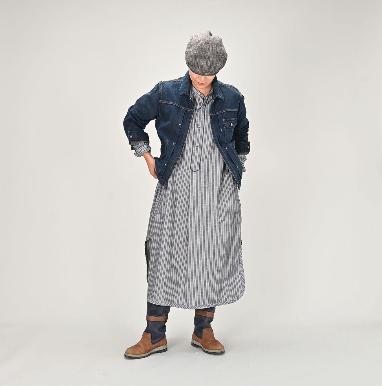 45R Sumi Ai Indigo Light Oz Crosby Jacket Distressed