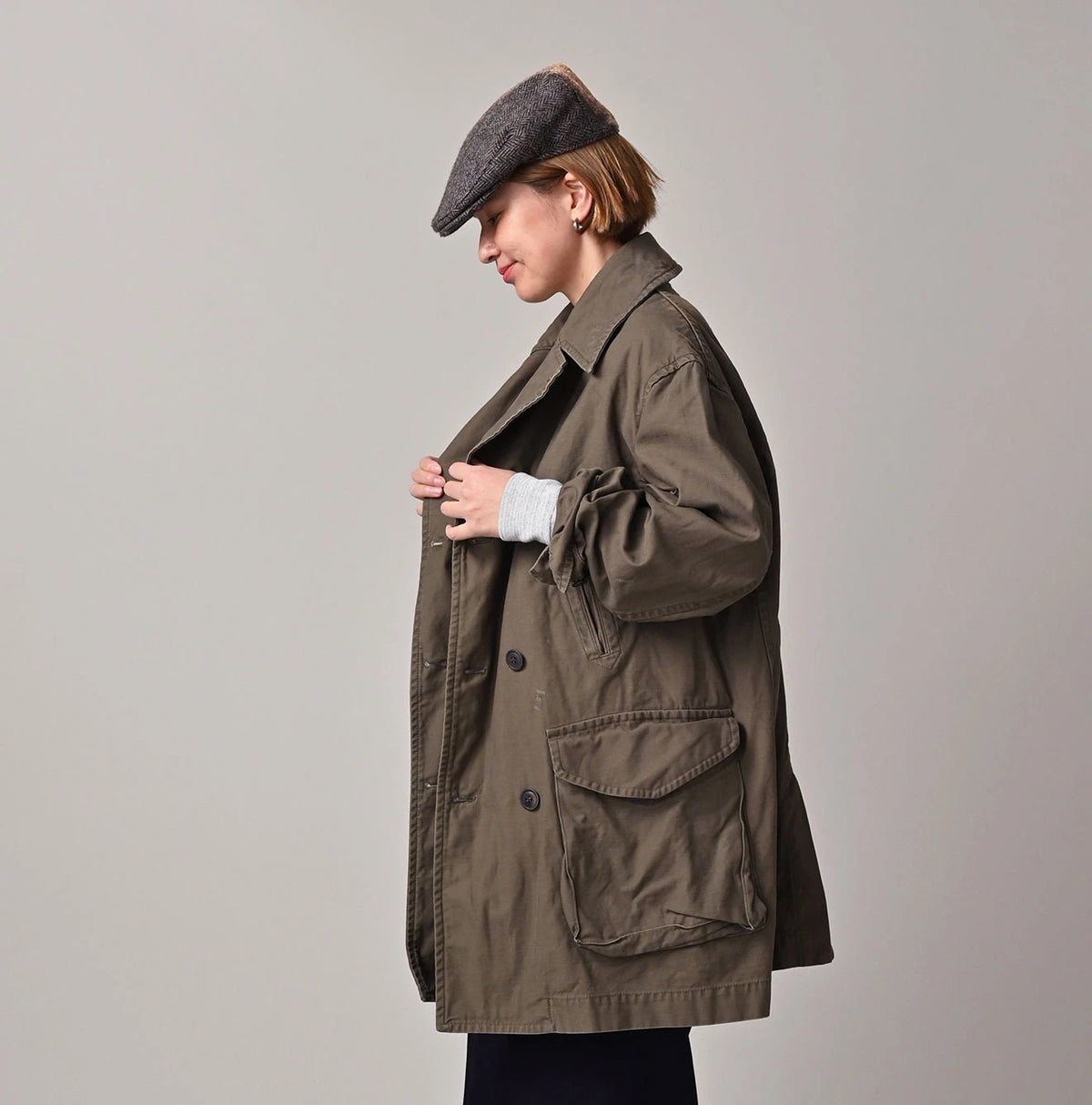 45R Futatabi Back Sateen P-Coat (45RPM STUDIO Embroidery)