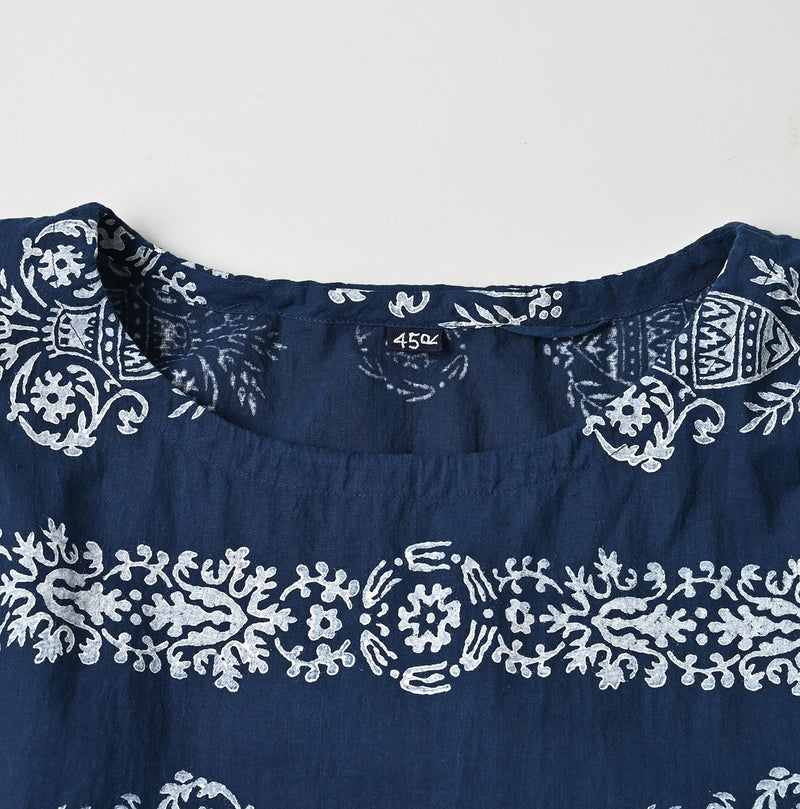 45R ONEONE Ai Indigo Khadi Gathered Blouse