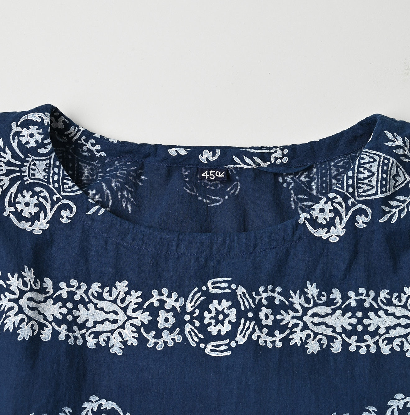 45R ONEONE Ai Indigo Khadi Gathered Blouse