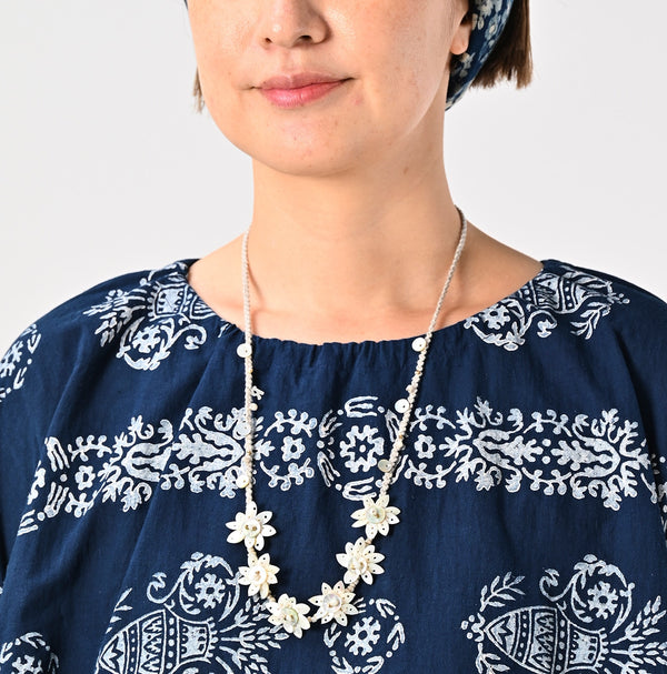 45R ONEONE Ai Indigo Khadi Gathered Blouse