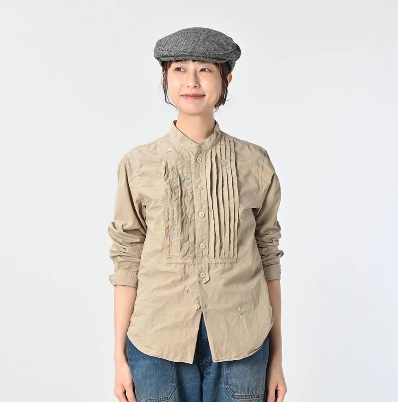 45R Futatabi Damp Floret Embroidery Pintuck Petit Loafer Shirt - Image 3