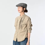 45R Futatabi Damp Floret Embroidery Pintuck Petit Loafer Shirt