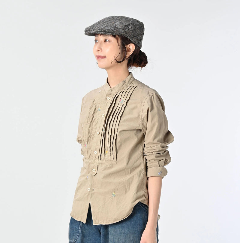 45R Futatabi Damp Floret Embroidery Pintuck Petit Loafer Shirt - Image 4