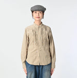 45R Futatabi Damp Floret Embroidery Pintuck Petit Loafer Shirt