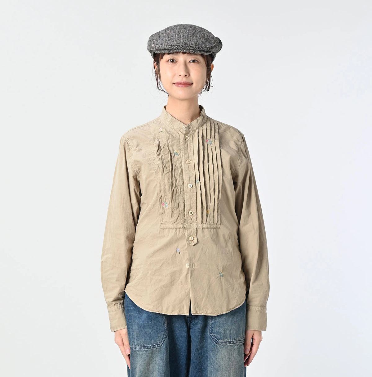 45R Futatabi Damp Floret Embroidery Pintuck Petit Loafer Shirt - Image 6