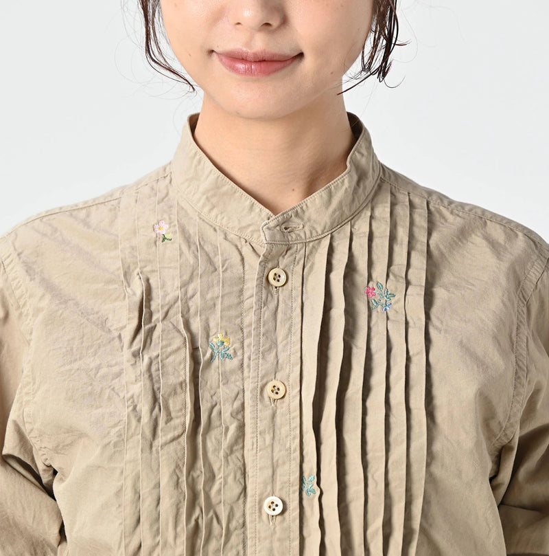 45R Futatabi Damp Floret Embroidery Pintuck Petit Loafer Shirt - Image 7