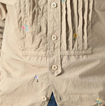 45R Futatabi Damp Floret Embroidery Pintuck Petit Loafer Shirt