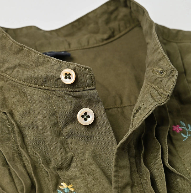 45R Futatabi Damp Floret Embroidery Pintuck Petit Loafer Shirt - Image 12