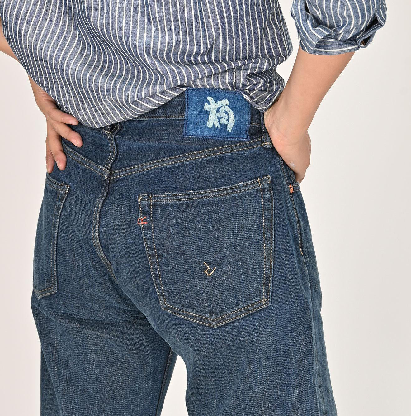 45R AI INDIGO 藍・インディゴ オーガニック45rpm Futatabi6.5 Sumi Ai Indigo Sorahikohime Distressed (36 in) – 45R