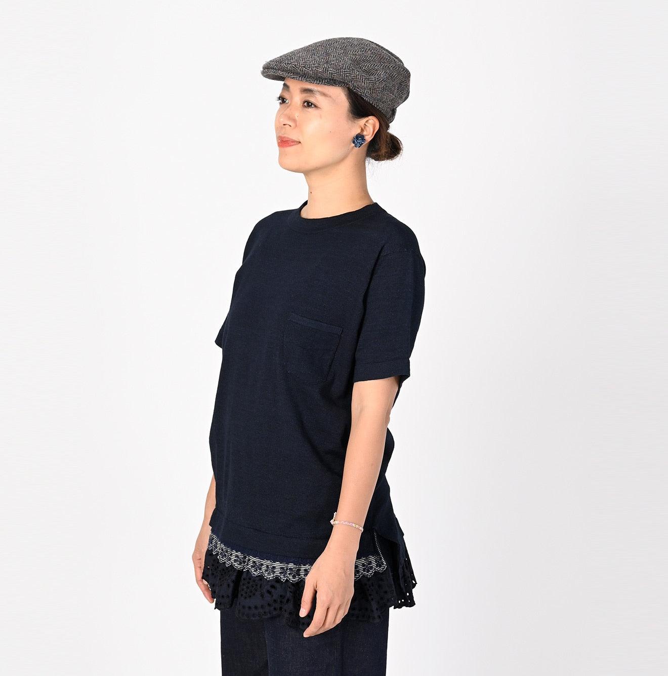 Futatabi Indigo Daily Knit-sewn Ocean Lace T-shirt