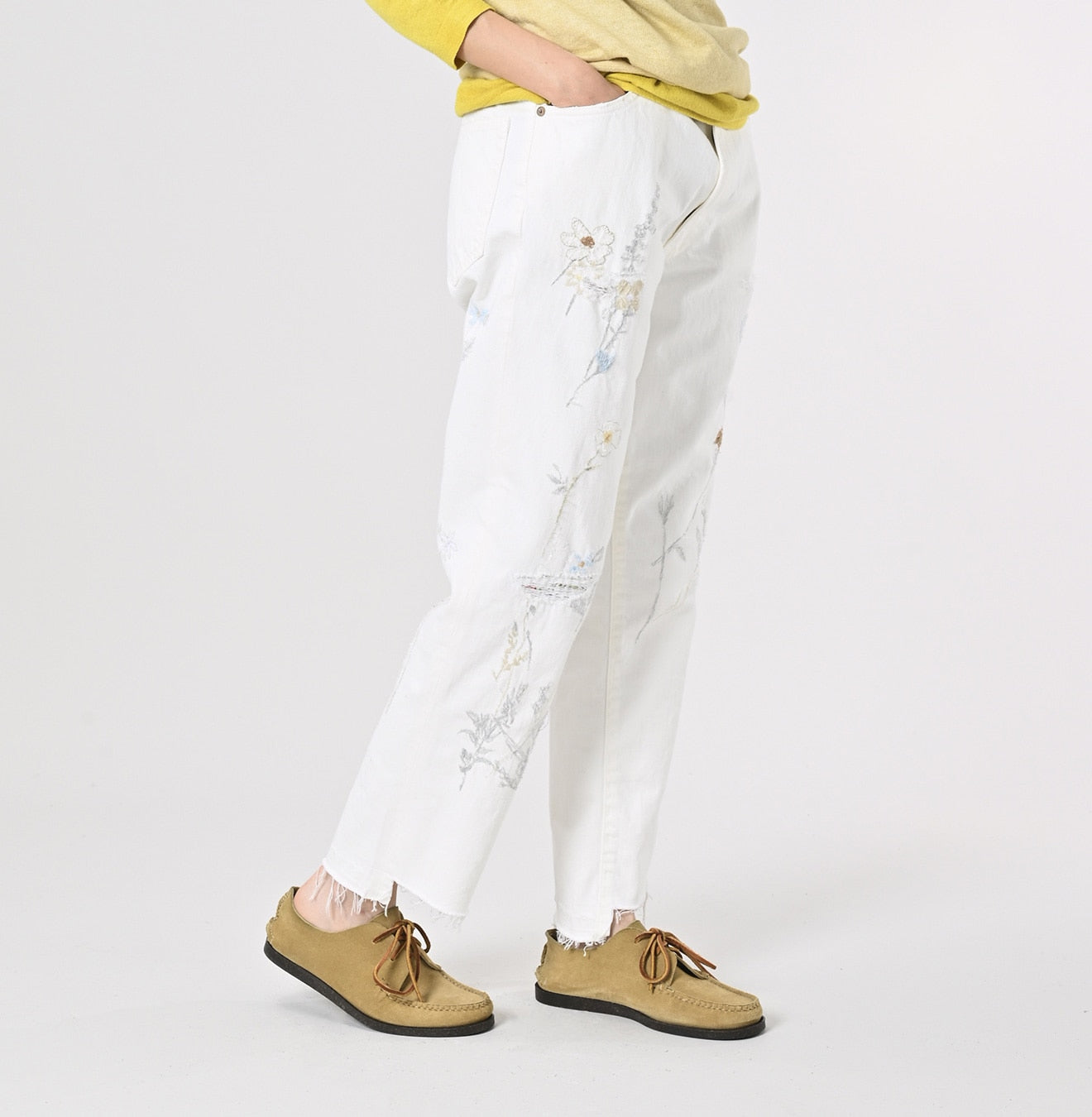 Appare Rye Mugi Denim Crosby5 - Anemone White (34 in)