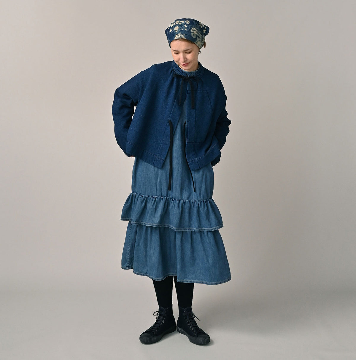 45R ONEONE Indigo Cotton Fleece Bolero