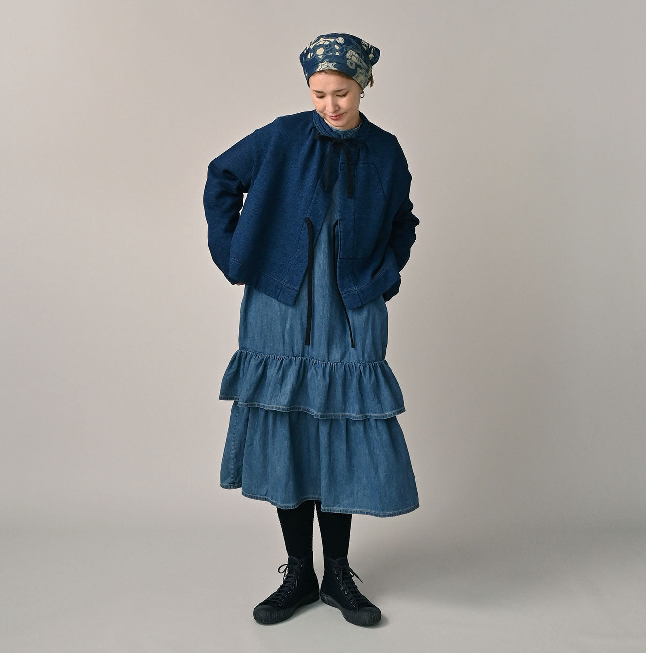 45R ONEONE Indigo Cotton Fleece Bolero