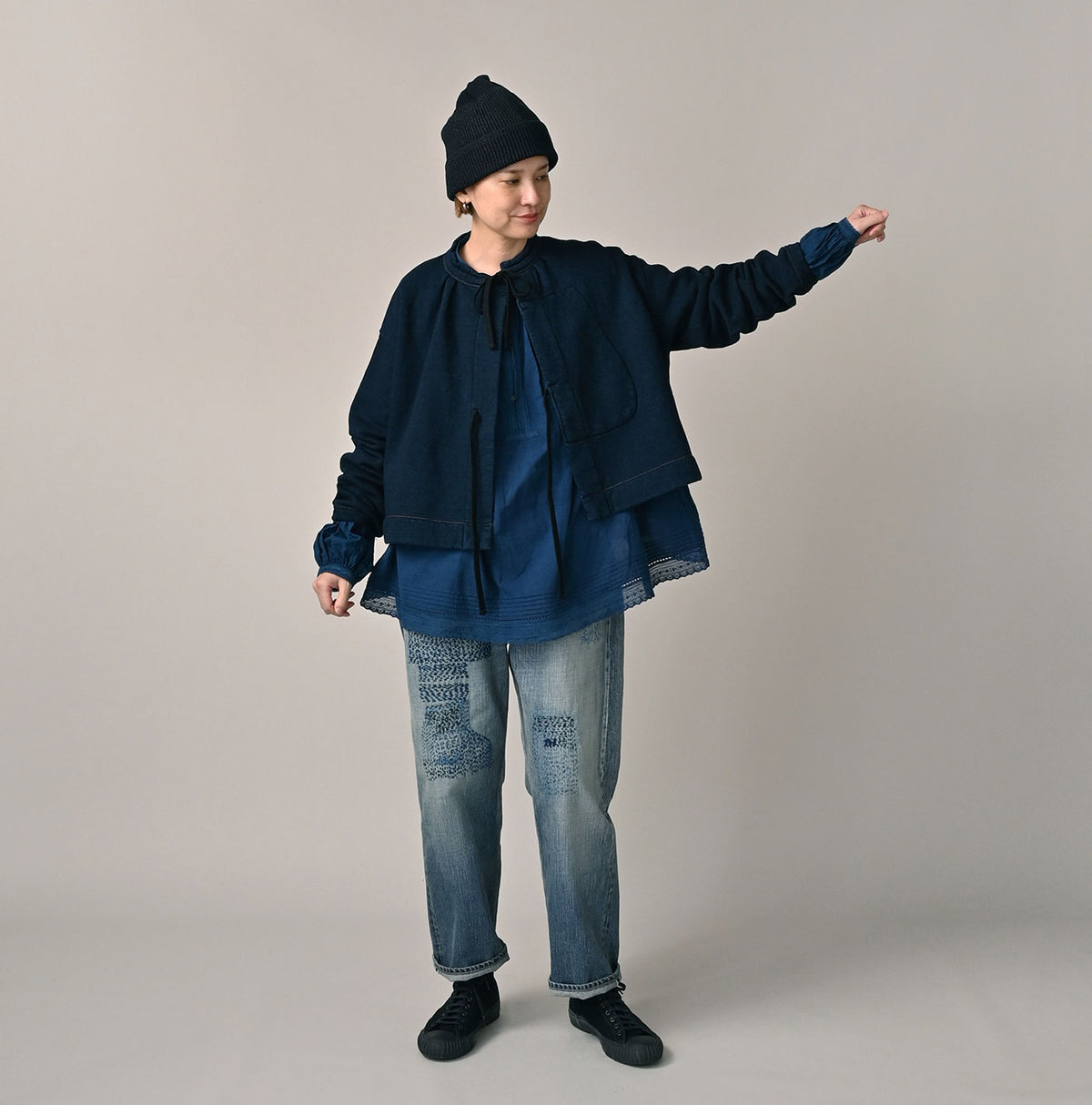 45R ONEONE Indigo Cotton Fleece Bolero