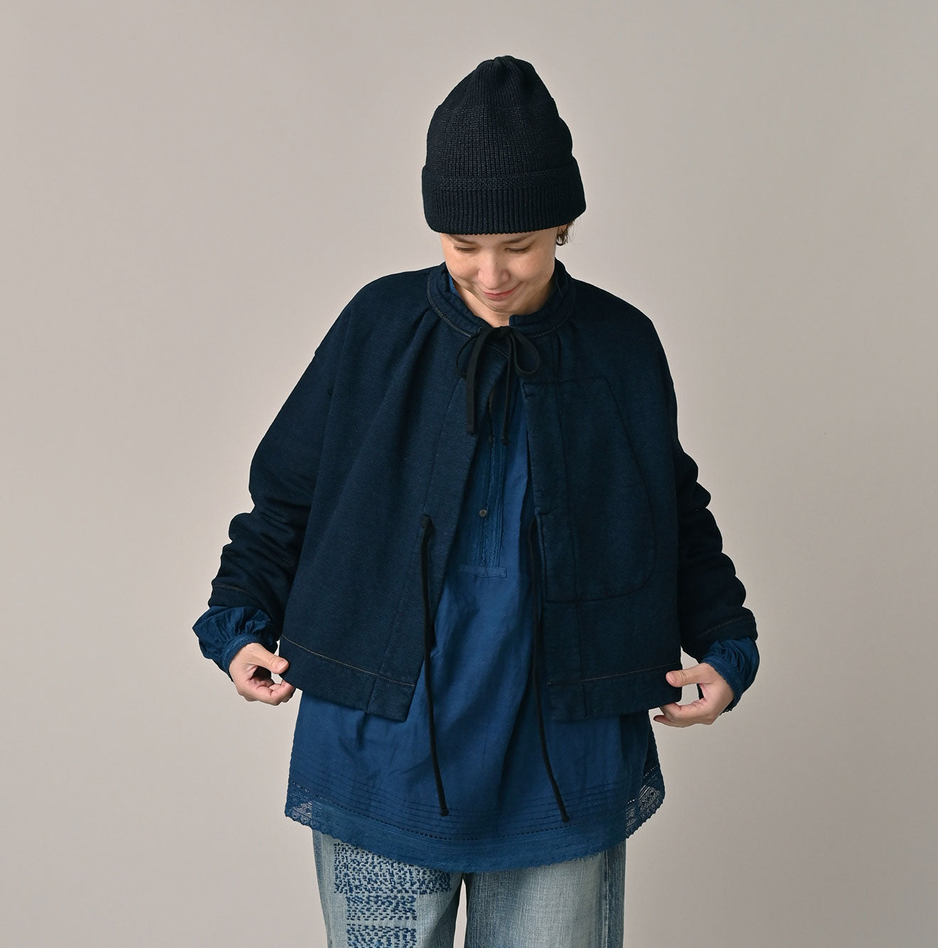 45R ONEONE Indigo Cotton Fleece Bolero