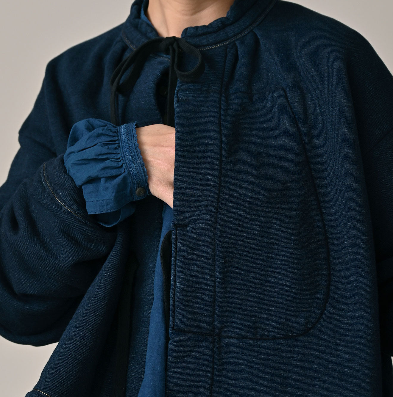 45R ONEONE Indigo Cotton Fleece Bolero