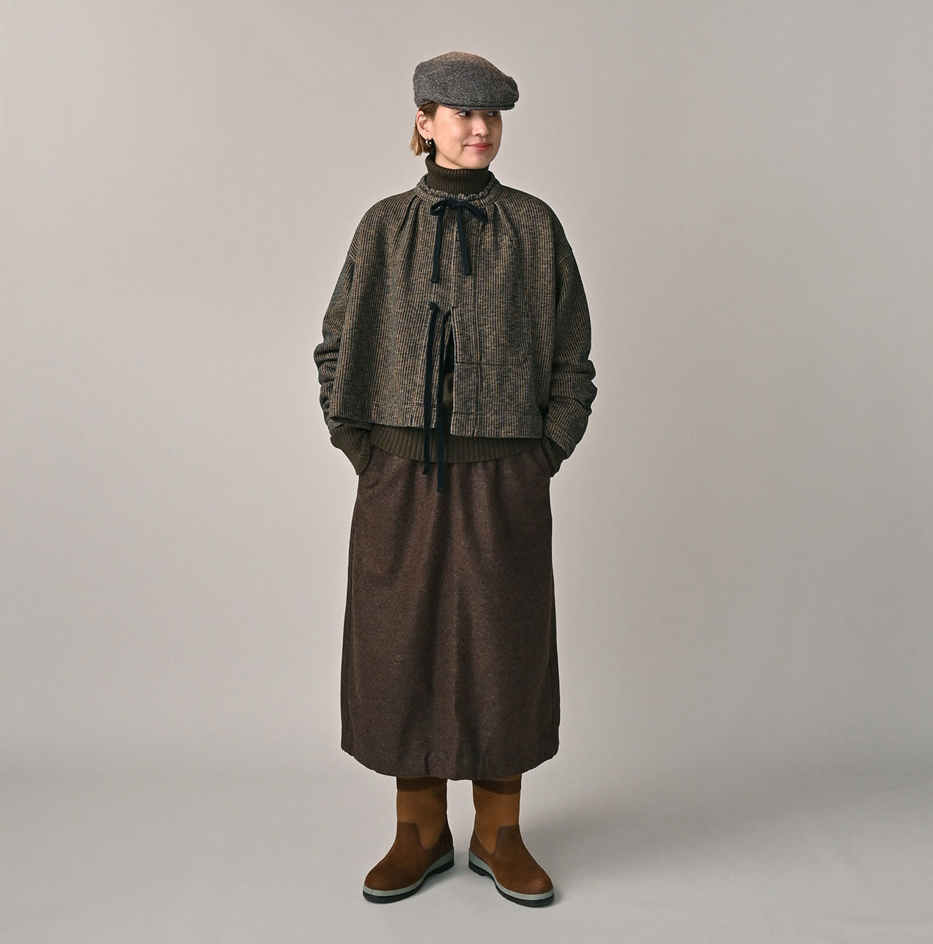 45R ONEONE Indigo Hickory Cotton Fleece Bolero