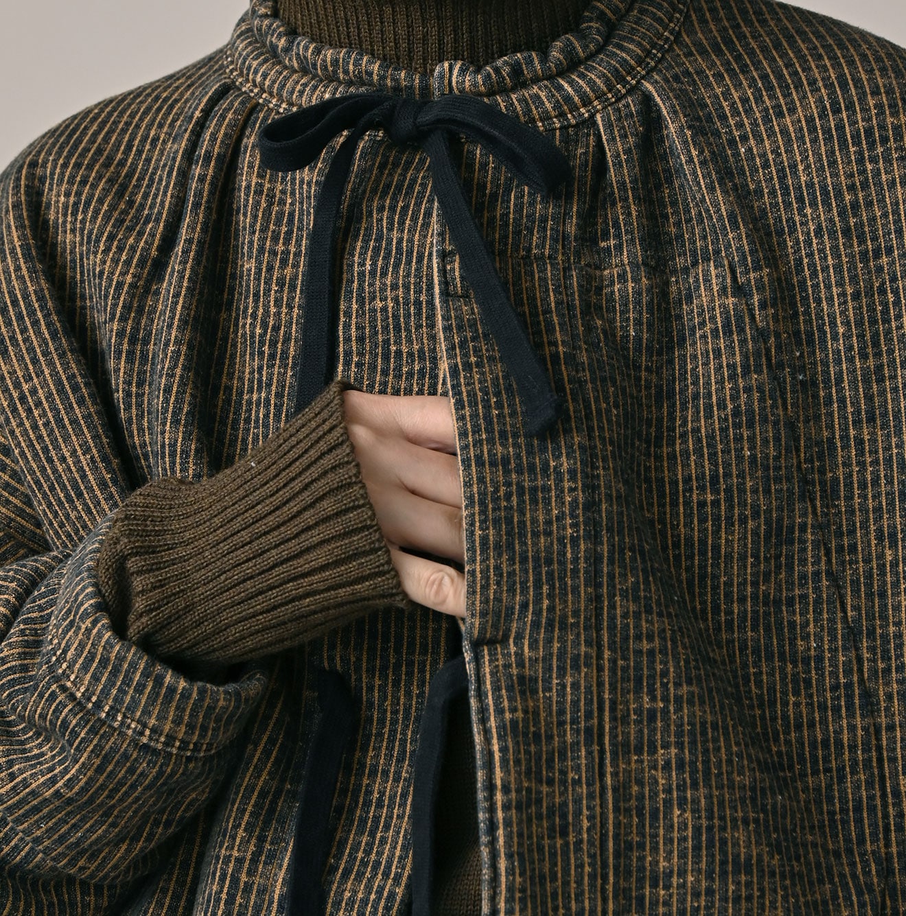 45R ONEONE Indigo Hickory Cotton Fleece Bolero