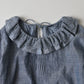 45R Ai Indigo Dungaree Khadi Frilled Collar Blouse