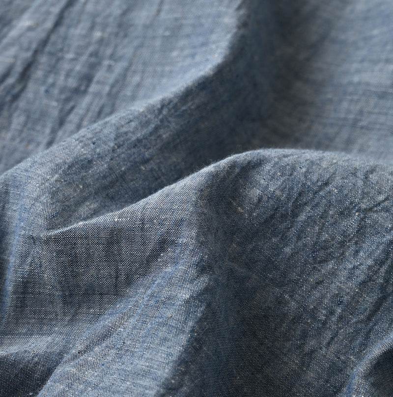 45R Ai Indigo Dungaree Khadi Frilled Collar Blouse