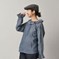 45R Ai Indigo Dungaree Khadi Frilled Collar Blouse