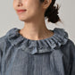 45R Ai Indigo Dungaree Khadi Frilled Collar Blouse