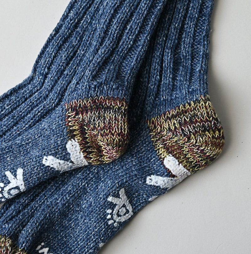 45R ONEONE Treasure Low-Gauge Blue Socks (Top-dyed)