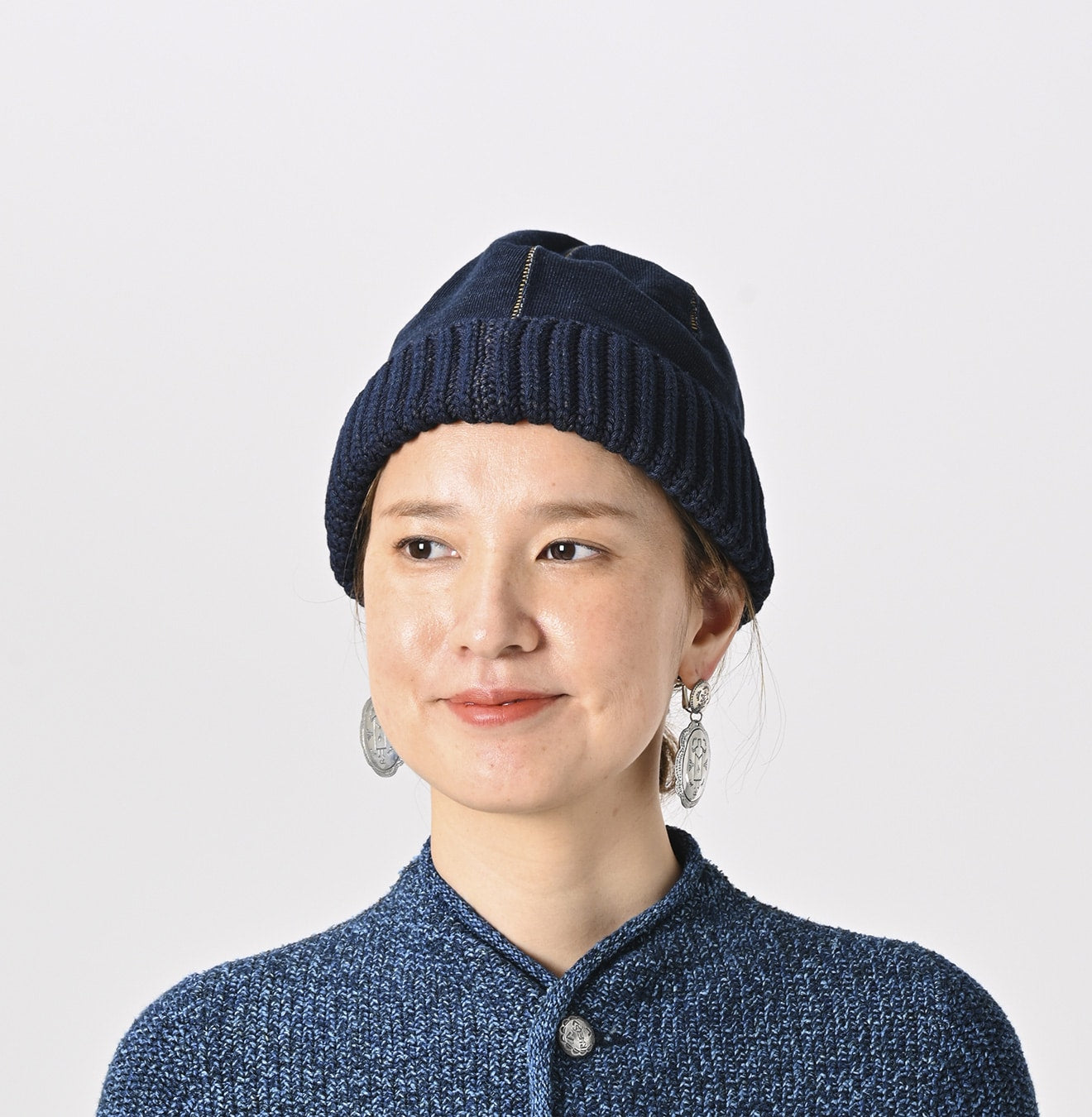 45R Indigo Cotton Fleece Knit Cap