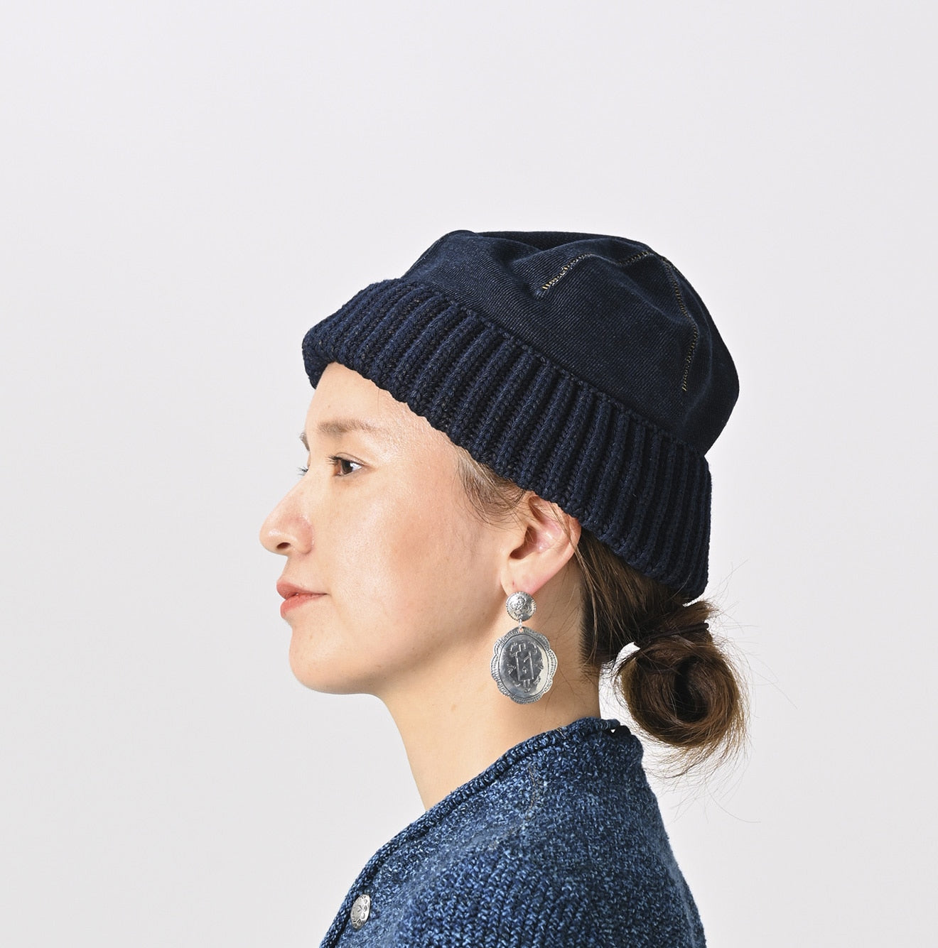 45R Indigo Cotton Fleece Knit Cap