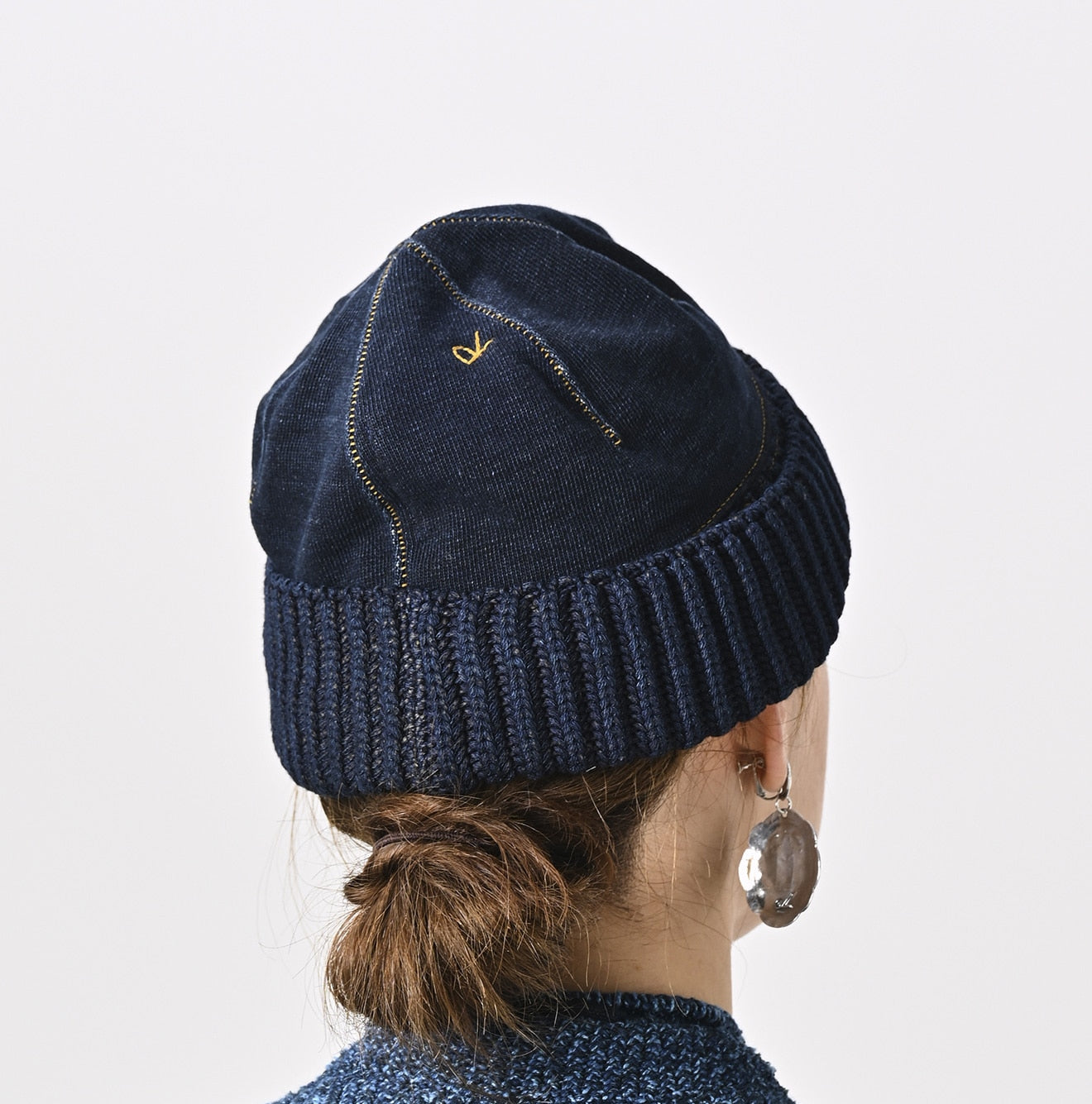 45R Indigo Cotton Fleece Knit Cap