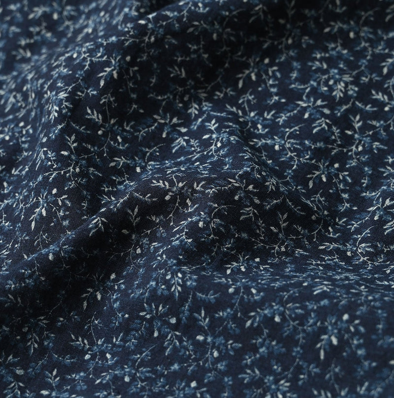 45R Indigo Ivy Flower Frilled Blouse