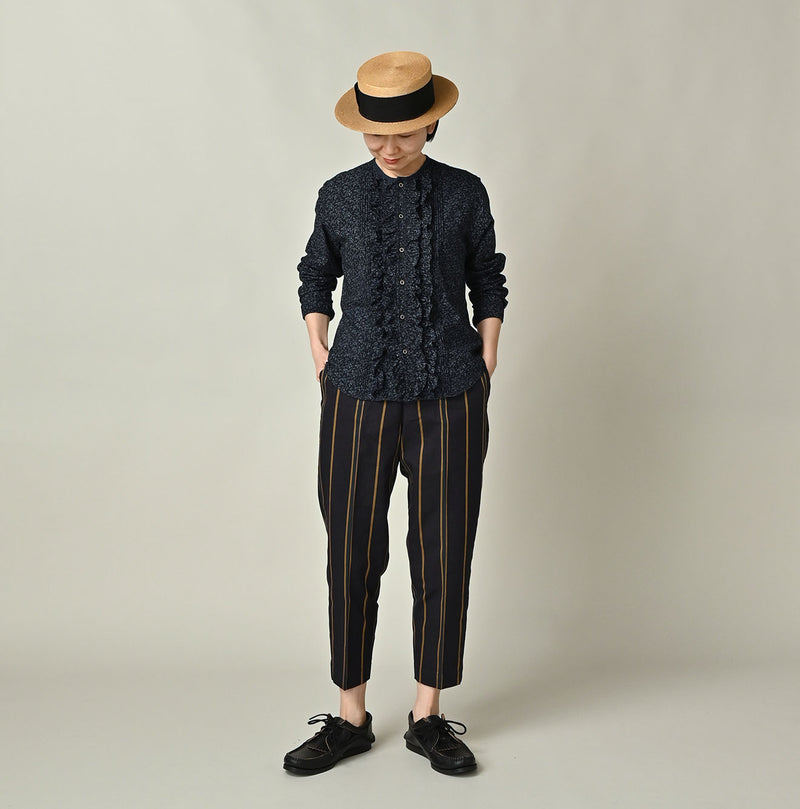 45R Indigo Ivy Flower Frilled Blouse