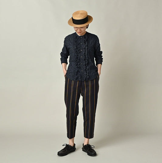 45R Indigo Ivy Flower Frilled Blouse