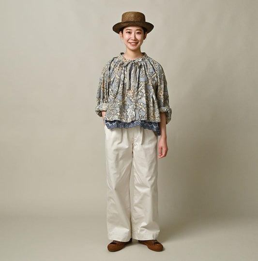 45R Khadi Flower Sarasa Chouchou Smocking Blouse