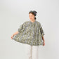 45R Stripe Flower Block Print Smocking Blouse