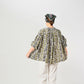 45R Stripe Flower Block Print Smocking Blouse