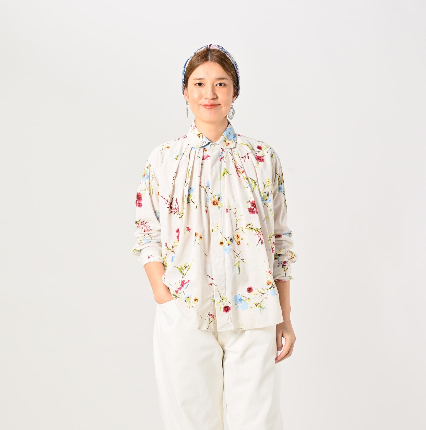 45R Khadi Harudonari Ocean Tuck Blouse