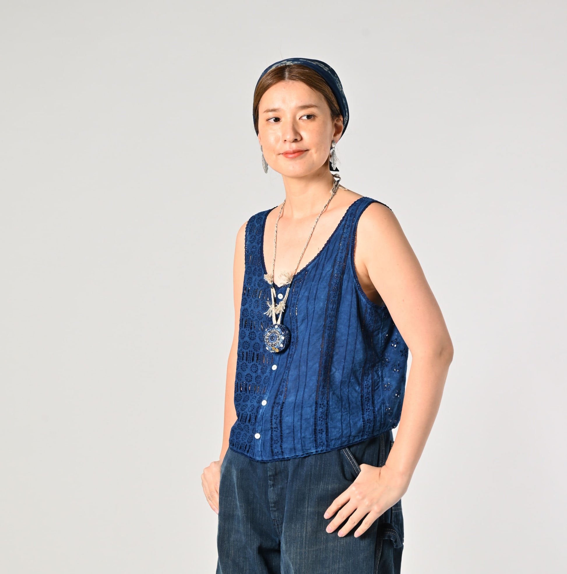 45R Ai Indigo Doamahira Cutwork Camisole