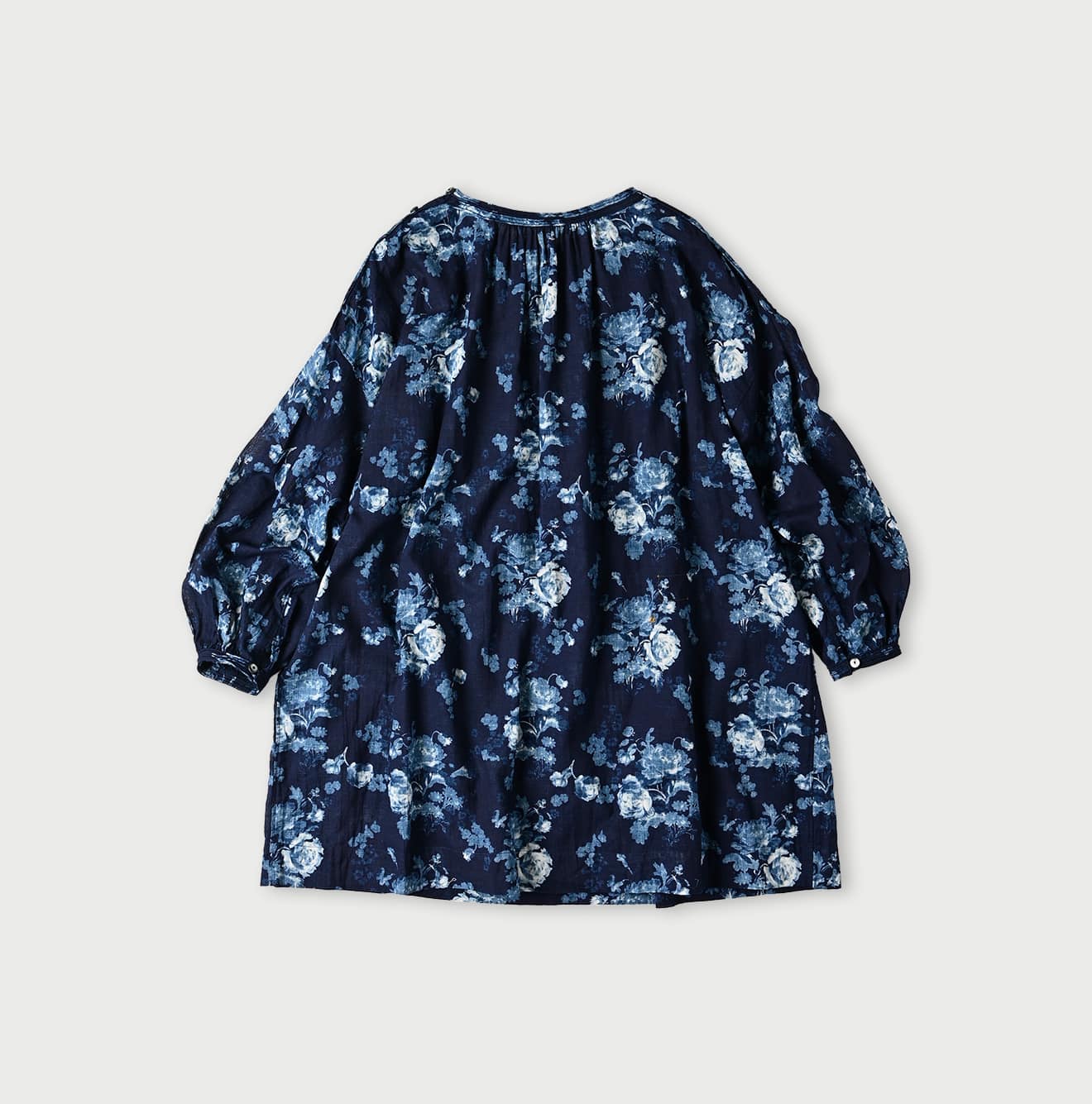 Indigo Gauze Rose Gathered Tunic Blouse - 45R by 45rpm studio