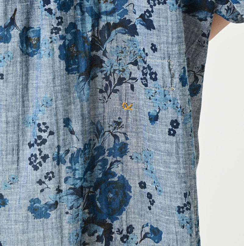 Indigo Gauze Rose Gathered Tunic Blouse - 45R by 45rpm studio - Image 10