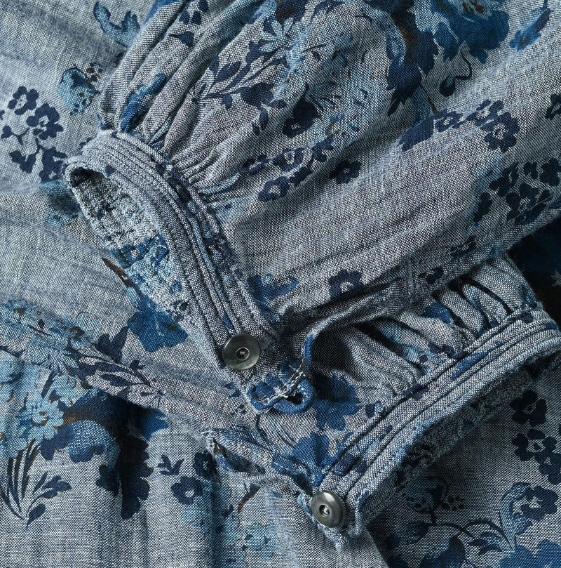 Indigo Gauze Rose Gathered Tunic Blouse - 45R by 45rpm studio - Image 13