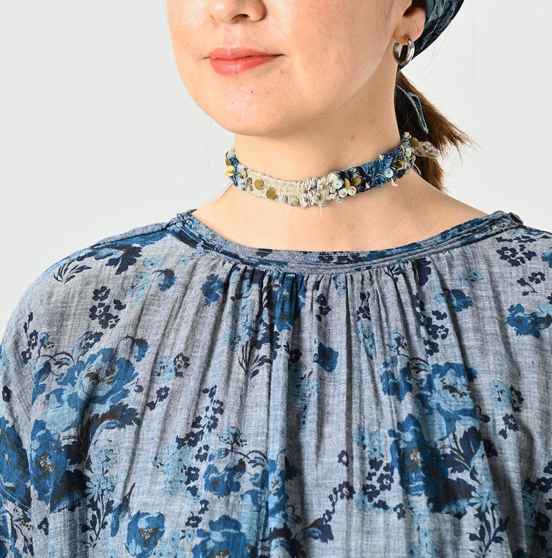 Indigo Gauze Rose Gathered Tunic Blouse - 45R by 45rpm studio - Image 7