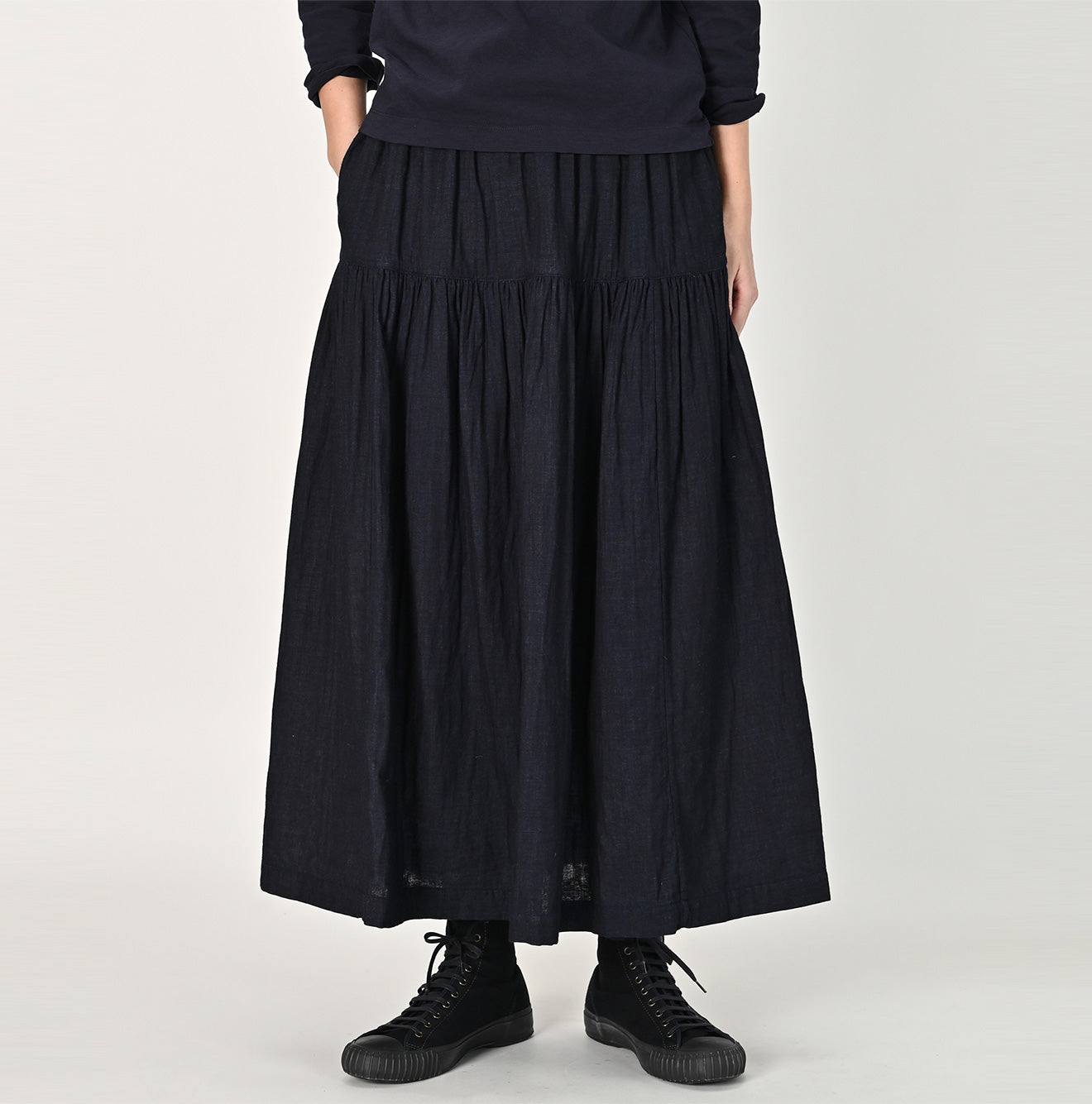 Indigo Fuwafuwa Double Woven Tiered Skirt – 45R Global