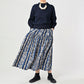 45R Stripe Flower Block Print Tiered Skirt