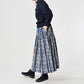 45R Stripe Flower Block Print Tiered Skirt