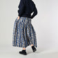 45R Stripe Flower Block Print Tiered Skirt