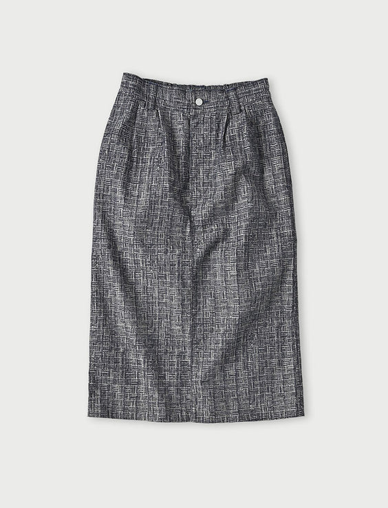 Indigo Sankuzushi Jacquard Denim Pencil Skirt (Size 2)