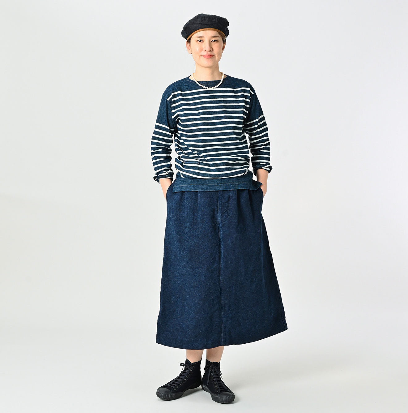 45R Indigo Linen Duck Working Skirt