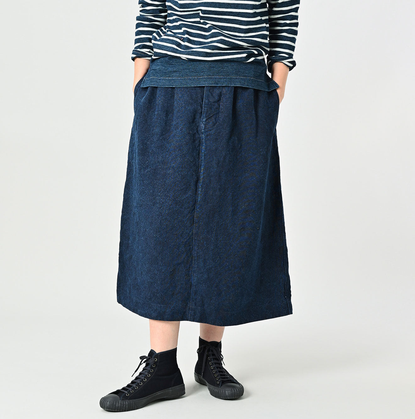 45R Indigo Linen Duck Working Skirt